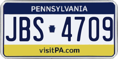 PA license plate JBS4709