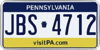 PA license plate JBS4712