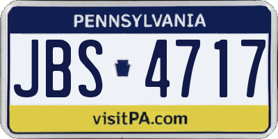 PA license plate JBS4717