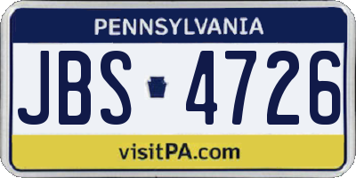 PA license plate JBS4726