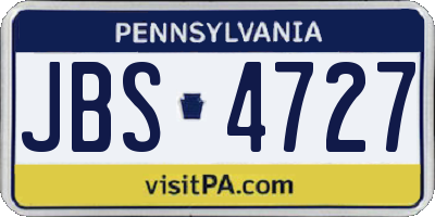 PA license plate JBS4727