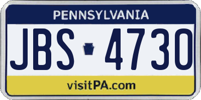PA license plate JBS4730