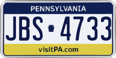 PA license plate JBS4733