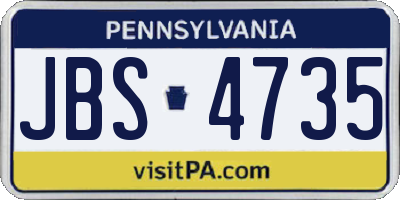 PA license plate JBS4735