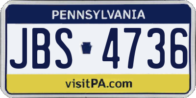 PA license plate JBS4736