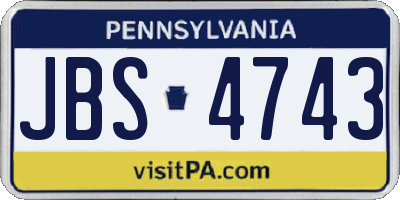 PA license plate JBS4743