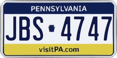 PA license plate JBS4747