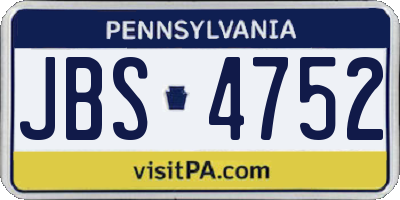 PA license plate JBS4752