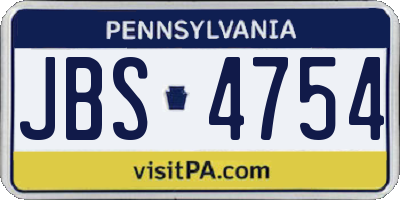 PA license plate JBS4754