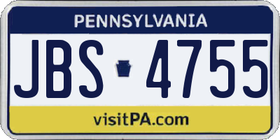 PA license plate JBS4755
