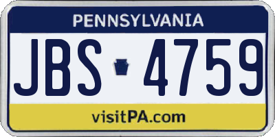 PA license plate JBS4759