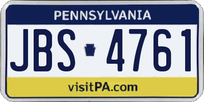 PA license plate JBS4761