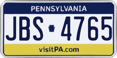 PA license plate JBS4765