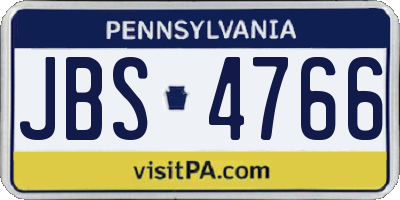 PA license plate JBS4766
