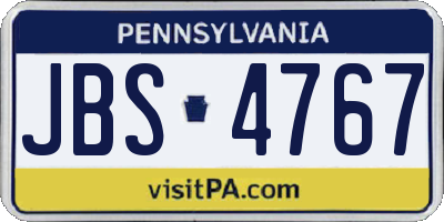 PA license plate JBS4767