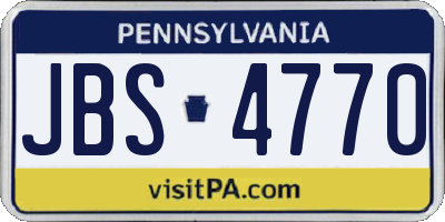 PA license plate JBS4770