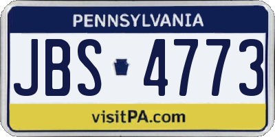 PA license plate JBS4773