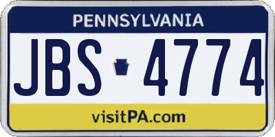 PA license plate JBS4774