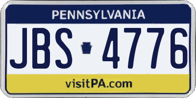 PA license plate JBS4776