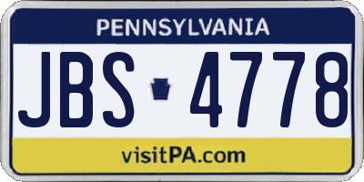 PA license plate JBS4778