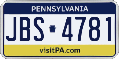 PA license plate JBS4781
