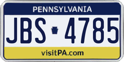 PA license plate JBS4785