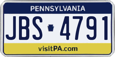 PA license plate JBS4791