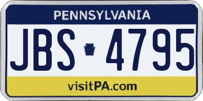 PA license plate JBS4795