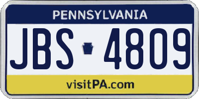 PA license plate JBS4809