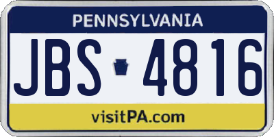 PA license plate JBS4816