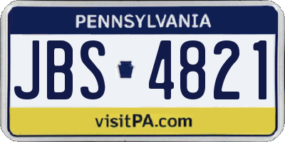 PA license plate JBS4821