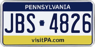 PA license plate JBS4826