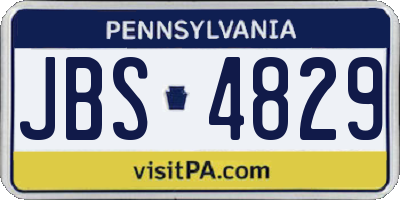 PA license plate JBS4829