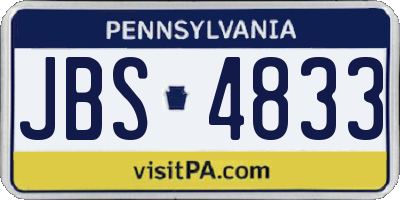 PA license plate JBS4833