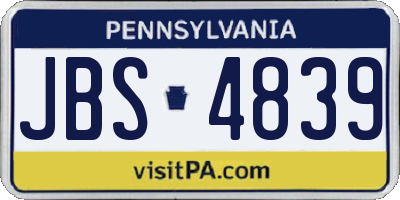 PA license plate JBS4839