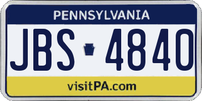 PA license plate JBS4840