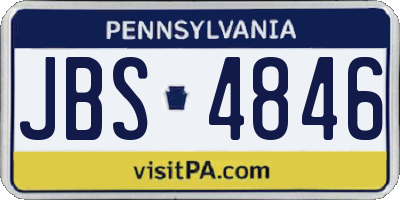 PA license plate JBS4846