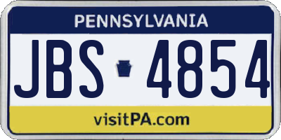 PA license plate JBS4854