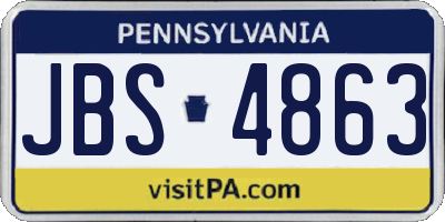 PA license plate JBS4863
