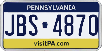 PA license plate JBS4870
