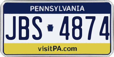 PA license plate JBS4874