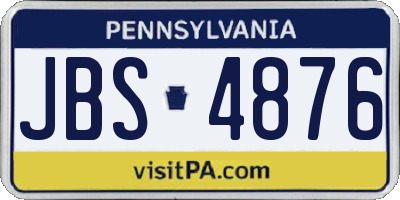 PA license plate JBS4876