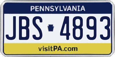PA license plate JBS4893