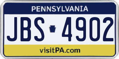 PA license plate JBS4902
