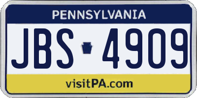 PA license plate JBS4909