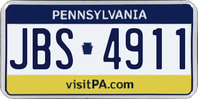 PA license plate JBS4911