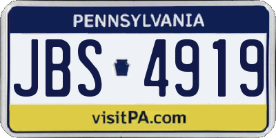 PA license plate JBS4919