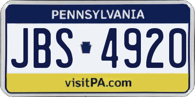 PA license plate JBS4920