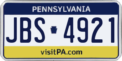 PA license plate JBS4921