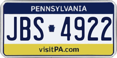 PA license plate JBS4922